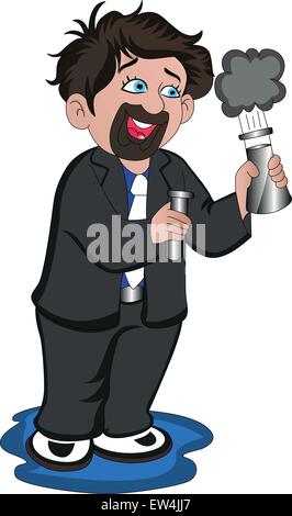 Vektor-Illustration der Wissenschaftler experimentieren mit Chemikalien. Stock Vektor