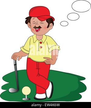 Vektor-Illustration der Golfer träumen am Golfplatz. Stock Vektor