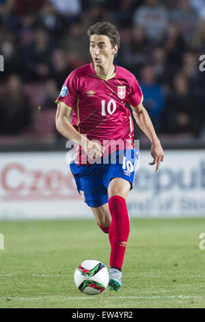 Prag, Tschechische Republik. 17. Juni 2015. Filip Djuricic (SRB) Fußball: UEFA-U21-European Championship 2015 Gruppe A match zwischen Deutschland 1-1 Serbien am Stadion Letna in Prag, Tschechien. Bildnachweis: Maurizio Borsari/AFLO/Alamy Live-Nachrichten Stockfoto