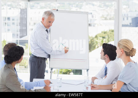 Geschäftsmann, Zeichnen von Graphen auf dem whiteboard Stockfoto