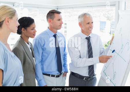 Geschäftsmann, Zeichnen von Graphen auf dem whiteboard Stockfoto