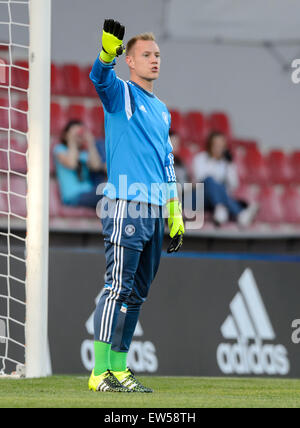 Deutschlands Torwart Marc-Andre ter Stegen während der UEFA-U21-Europameisterschaft 2015 Gruppe A Fussball Match zwischen Deutschland und Serbien im Letná-Stadion in Prag, Tschechische Republik, 17. Juni 2015. Foto: Thomas Eisenhuth/dpa Stockfoto