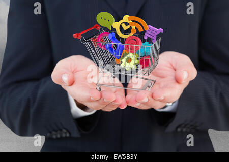 Zusammengesetztes Bild von Close Up von Hand eines Kaufmanns Stockfoto