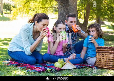 Glückliche Familie auf ein Picknick im park Stockfoto