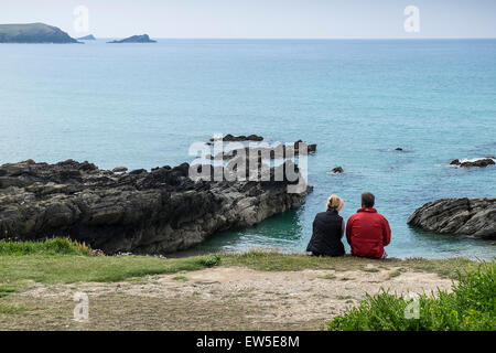 Die zerklüftete Küste rund um Newquay in Cornwall. Stockfoto