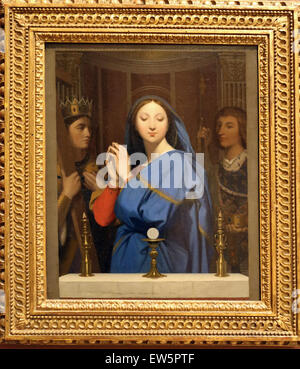 Jean Auguste Dominique Ingres (1780-1867). Französischer Maler. Die Jungfrau anbetend die Gastgeber, 1852. Öl auf Leinwand. Metropolitan Museum Stockfoto