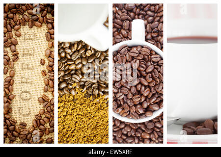 Zusammengesetztes Bild Kaffee Bohnen umliegenden Kaffee Stempel auf sack Stockfoto