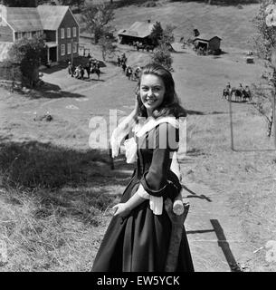 Janette Scott am Set von "The Devils Jünger" in Tring Park, Hertfordshire. 30. Juli 1958. Stockfoto