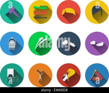 Set von Barbier-Icons im flat Design. 10 EPS-Vektor-Illustration mit Transparenz. Stock Vektor