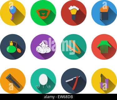 Set von Barbier-Icons im flat Design. 10 EPS-Vektor-Illustration mit Transparenz. Stock Vektor