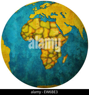 Eritrea-Gebiet mit Flagge auf Karte der Welt Stockfoto