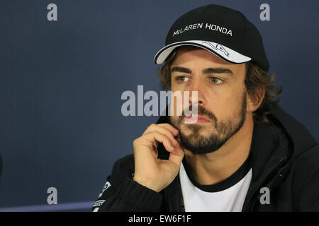 18.06.2015. Red Bull Ring, Spielberg, Österreich. Formel 1 Grand Prix von Österreich.  McLaren-Honda-Pilot Fernando Alonso während der Pressekonferenz Donnerstag Treiber Stockfoto