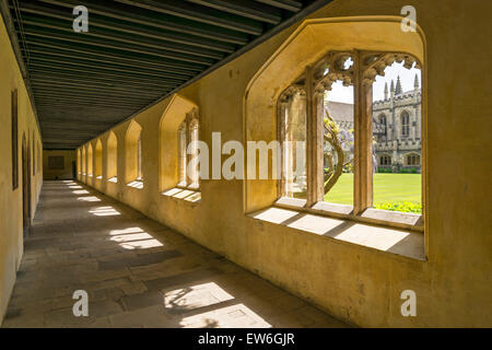 STADT MAGDALEN COLLEGE IN OXFORD INNERE KREUZGANG MIT GLYZINIEN BLÜHEN AUßERHALB Stockfoto