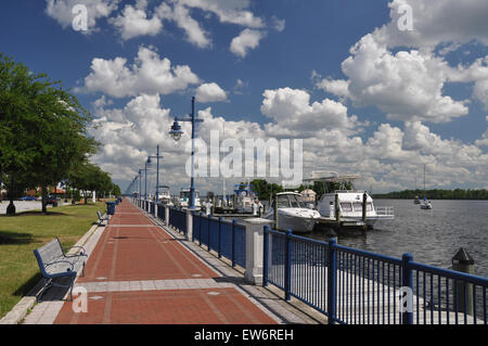 Die Washington NC Waterfront Marina. Stockfoto