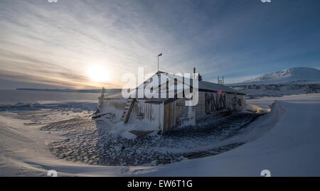 Kapitän Robert Falcon Scotts Terra-Nova-Hütte auf Ross Island, Antarktis Stockfoto