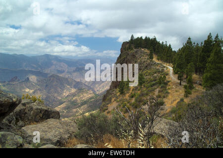 Gran Canaria, Caldera de Tejeda im Mai von Artenara Dorf aus gesehen Stockfoto