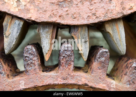 Cogwhell Metall und Holz Zähne rustily Stockfoto