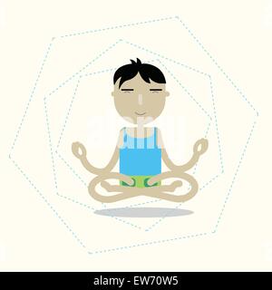 Vektor-Mann sitzt mit gekreuzten Beinen meditieren Stock Vektor