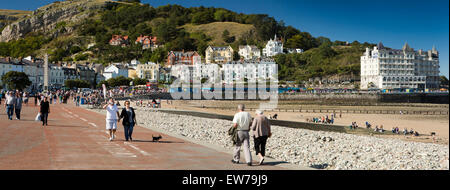 Großbritannien, Wales, Conwy, Llandudno, North Beach direkt am Meer und Great Orme bei Ebbe, Panorama Stockfoto