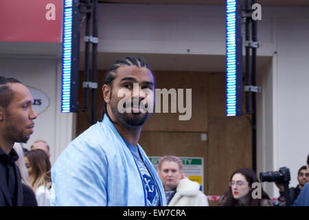 David Haye, britischer Boxer besucht den blauen Teppich Filmpremiere von "Entourage den Film" auf der Vue am Leicester Square in London Stockfoto