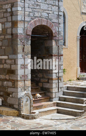 Hauseingang in Volissos, eines der schönsten Dörfer auf der Insel Chios, Griechenland Stockfoto