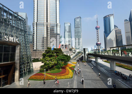 Shanghai Pudong Stadt Oriental Pearl TV Tower, Jin Mao Tower, World Financial Center China Stockfoto