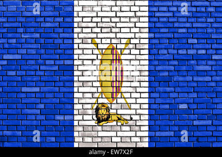 Flagge von Buganda auf Mauer gemalt Stockfoto