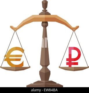 Geld-Vektor-Logo-Design-Vorlage. Banking-Geschäft oder Euro und Rubel-Symbol. Stock Vektor