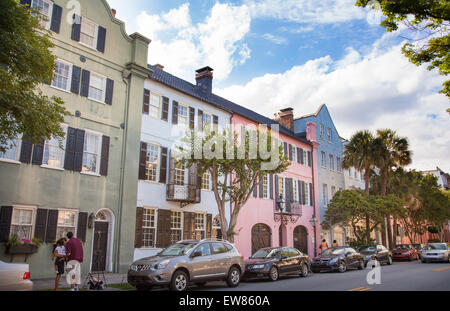 Rainbow Row in Charleston, South Carolina USA Stockfoto