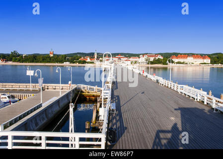 Polnischen Sopot Sommerfrische an der Ostsee von der Holzsteg am Morgen gesehen Stockfoto