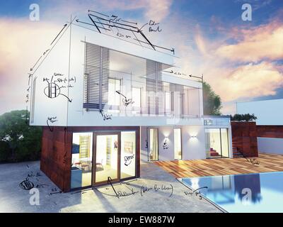 Luxus-Villa-plan Stockfoto