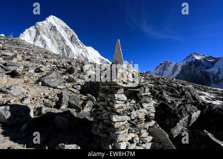 Gipfel des Kala Patthar Berg 5550M, Everest base camp Trek, Sagarmatha Nationalpark, UNESCO-Weltkulturerbe, Solu-Khumbu Stockfoto