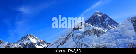 Gipfel des Mount Everest 8848M, Everest base camp Trek, Sagarmatha Nationalpark, UNESCO-Weltkulturerbe, Solu-Khumbu Stockfoto