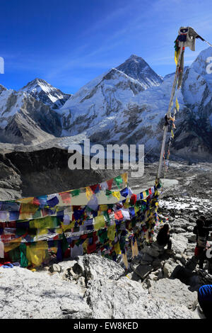 Gipfel des Kala Patthar Berg 5550M, Everest base camp Trek, Sagarmatha Nationalpark, UNESCO-Weltkulturerbe, Solu-Khumbu Stockfoto