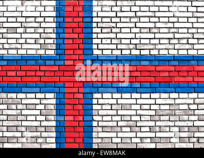 Flagge der Färöer Inseln auf Mauer gemalt Stockfoto
