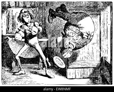 Alice im Wunderland Rosenmüllershöhle. Vater William springen oder einen summersault: Alice's Adventures in Wonderland. Abbildung kann von John Tenniel, im Jahre 1865 veröffentlicht. Stock Vektor