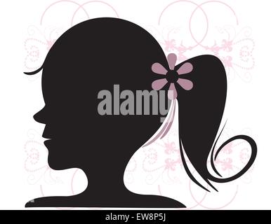 Einladungskarte mit verzierten elegante Retro abstrakt Floral Design, Mode Dame in Schwarz mit rosa Blume auf weißem Hintergrund. Vector Illustration. Stock Vektor