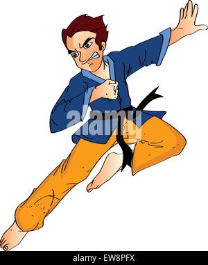 Mann tut eine Flying Kick, Vektor-illustration Stock Vektor