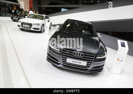 ISTANBUL, Türkei - 30. Mai 2015: Audi S8 in Istanbul Autoshow 2015 Stockfoto