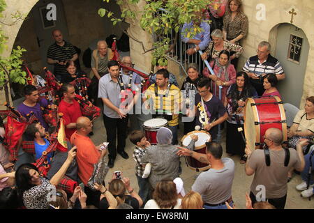 Jerusalem, Gründonnerstag wird in die syrische orthodoxe St. Mark-Kirche gefeiert. Stockfoto