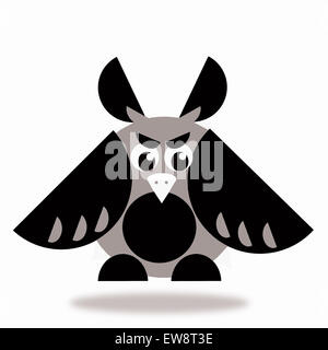 Eule-Symbol in brauner Farbe auf weißem Hintergrund Stockfoto