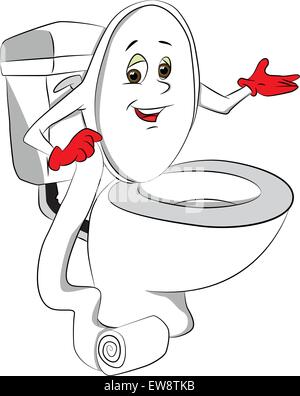 Vektor-Illustration der WC-Schüssel Deckel halten Toilettenpapier. Stock Vektor