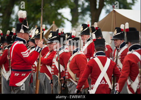 Alliierten Biwak, Waterloo, Belgien. 20. Juni 2015. Wellingtons massiven Alliierten Reenactment Armee versammelt. Truppen der Könige besitzen Regiment, das vierte. Bildnachweis: Malcolm Park Leitartikel/Alamy Live-Nachrichten Stockfoto