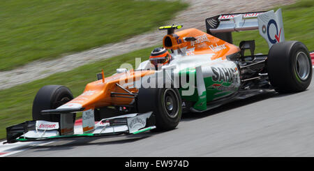 Nico Hülkenberg fuhr für die Sahara Force India während der ersten Trainingseinheit des Großen Preises von Malaysia 2012 auf dem Sepang International Circuit. Stockfoto