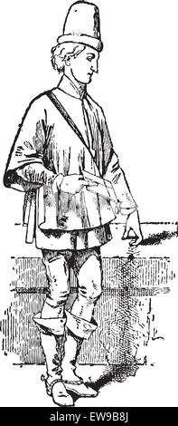 Journade, Kleidungsstück während des 15. Jahrhunderts, Vintage gravierten Abbildung von Männern getragen. Wörter und Sachen - Larive ein Stock Vektor