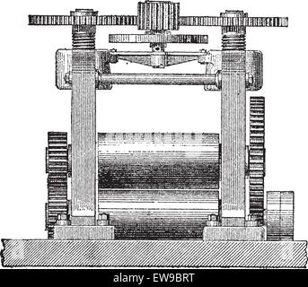 Maschine, Vintage gravierten Abbildung laminieren. Wörterbuch der Worte und Dinge - Larive und Fleury - 1895 Stock Vektor