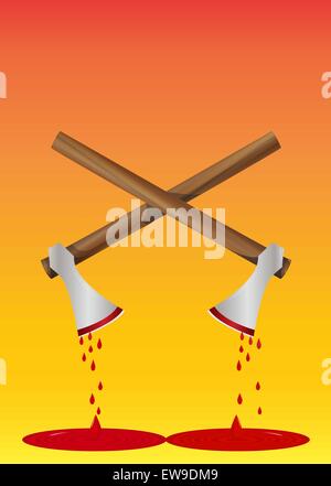 Blutigen Axt, paar, Blut tropft, Vektor-illustration Stock Vektor