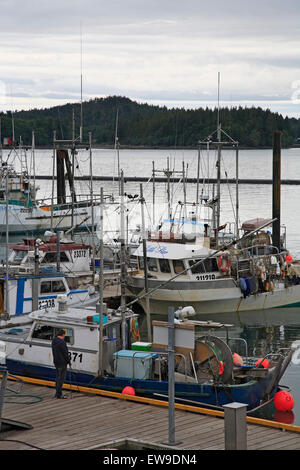 Kommerziellen Fischerboote am Kai, Prince Rupert, British Columbia Stockfoto