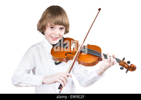 Glückliches Kind spielen Violine Stockfoto