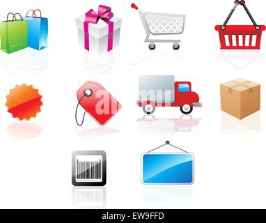 Website-Icons mit shopping Thema, Vektor-illustration Stock Vektor